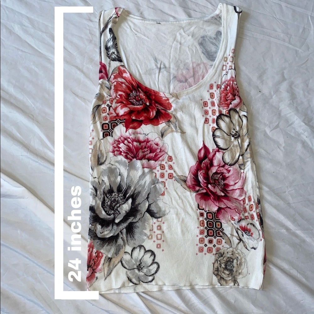 Floral White Tank Top
